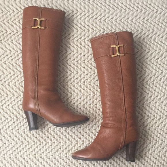 Chloe Shoes - Chloe Marcie Knee-High Leather Heel Boots Sz. 6.5
